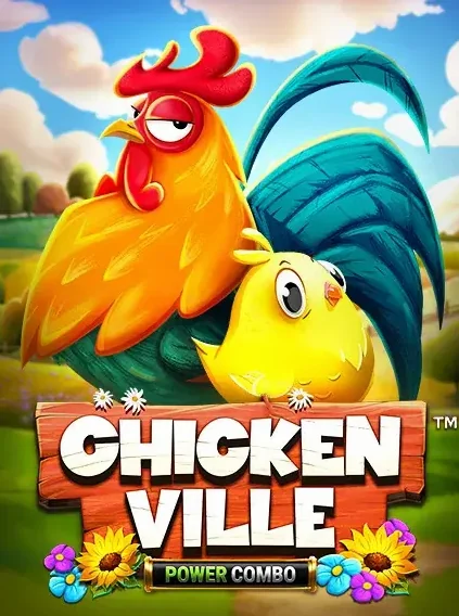 Decorative casino game artwork for Villa Spin: Chickenville Power Combo